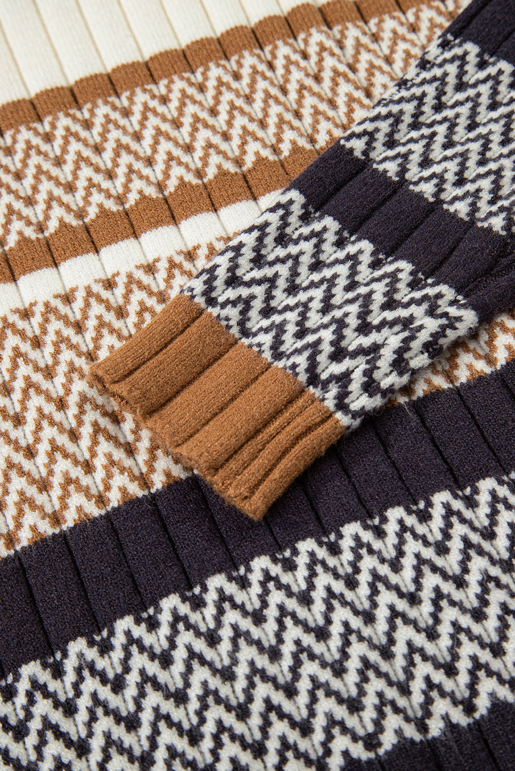 Women's Slim Fit Knit Sweater with Stripes and Ribbed Trim
