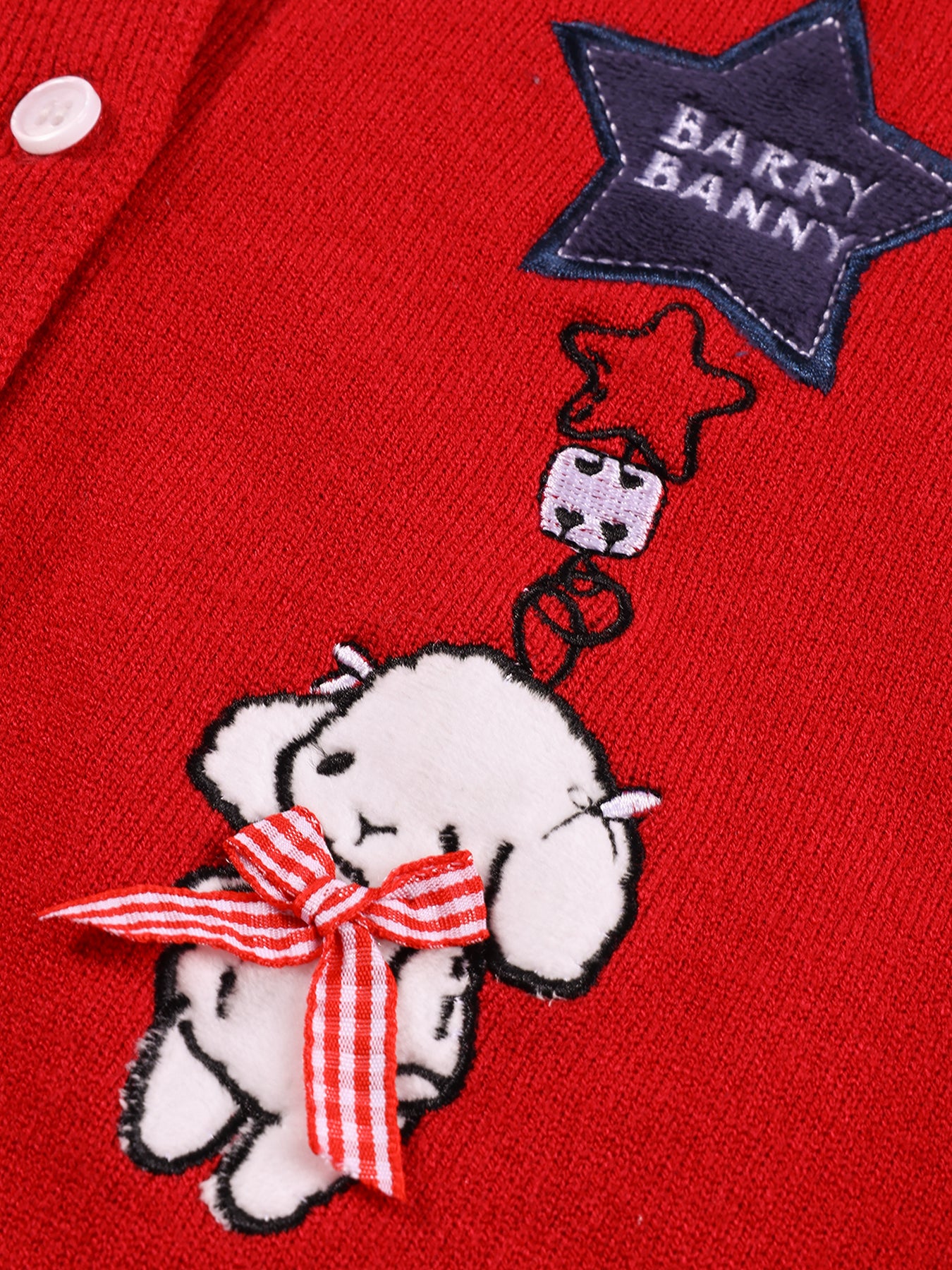 Cute Embroidered Red Knit Vest Cardigan for Kids – Adorable Ruffle Hem