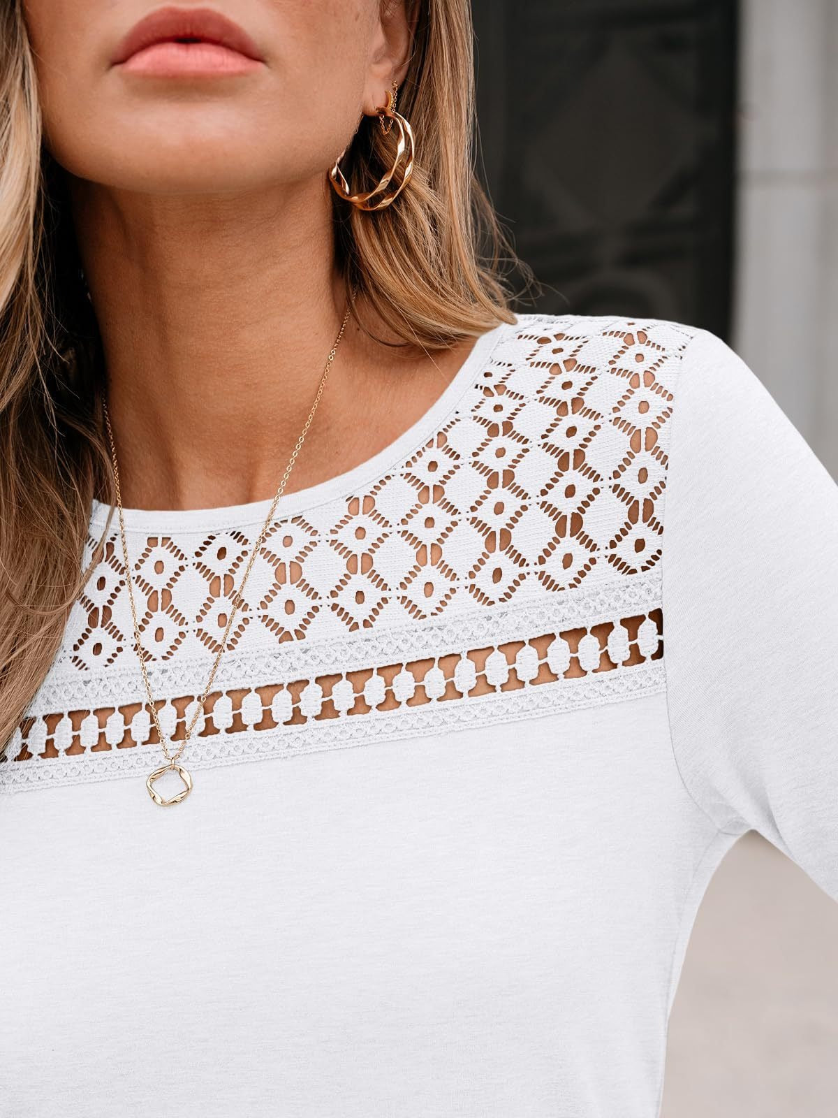 2025 Fall Women's Lace Mesh Top Breathable Long Sleeve