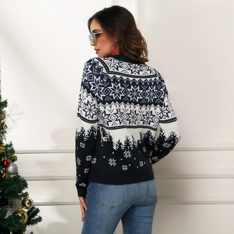 Christmas Snowflake Knit Sweater with Truck Design