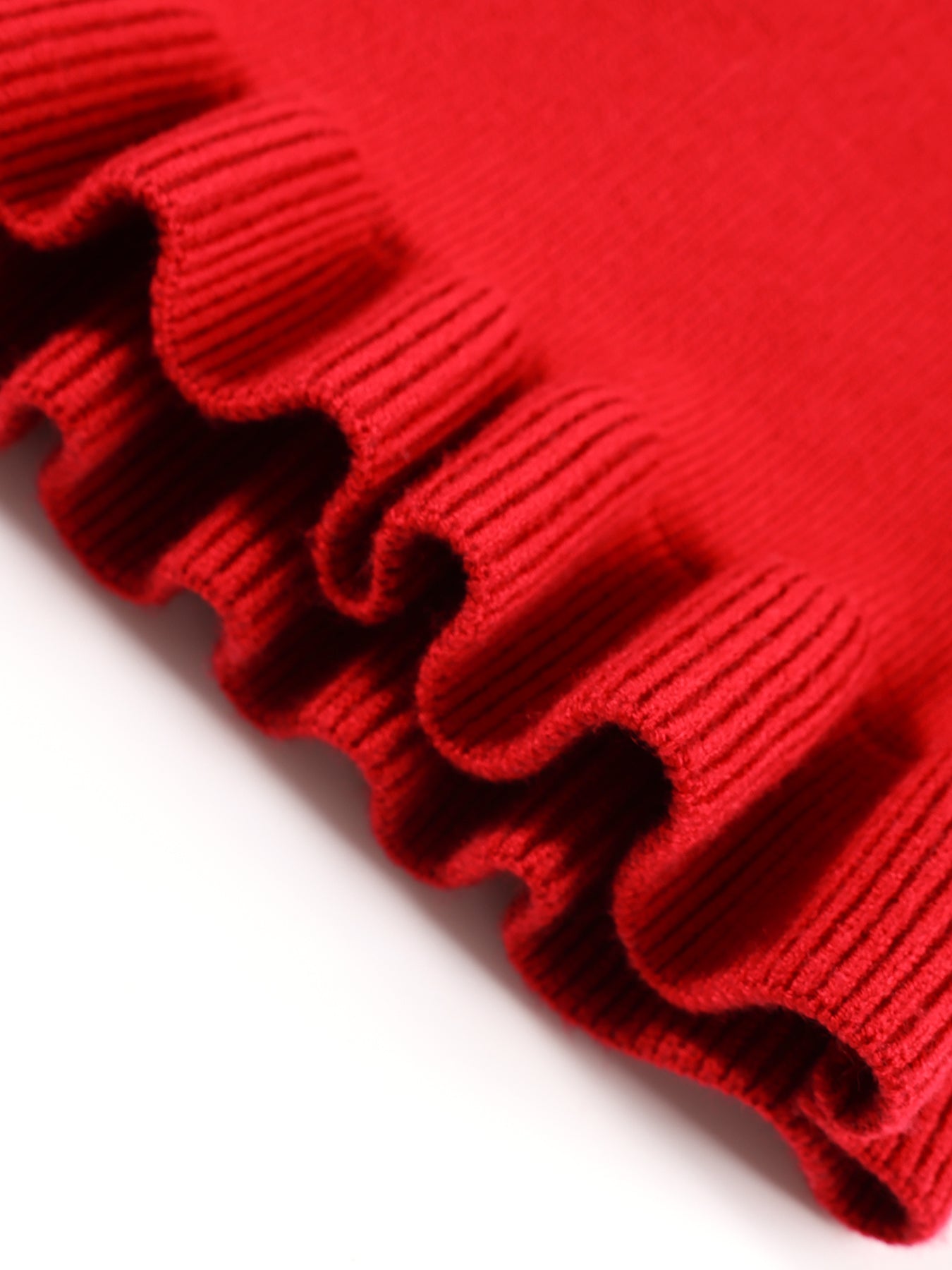 Cute Embroidered Red Knit Vest Cardigan for Kids – Adorable Ruffle Hem