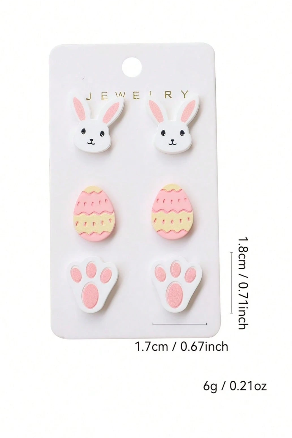 Easter Bunny Egg Paw Acrylic Stud Earrings Set