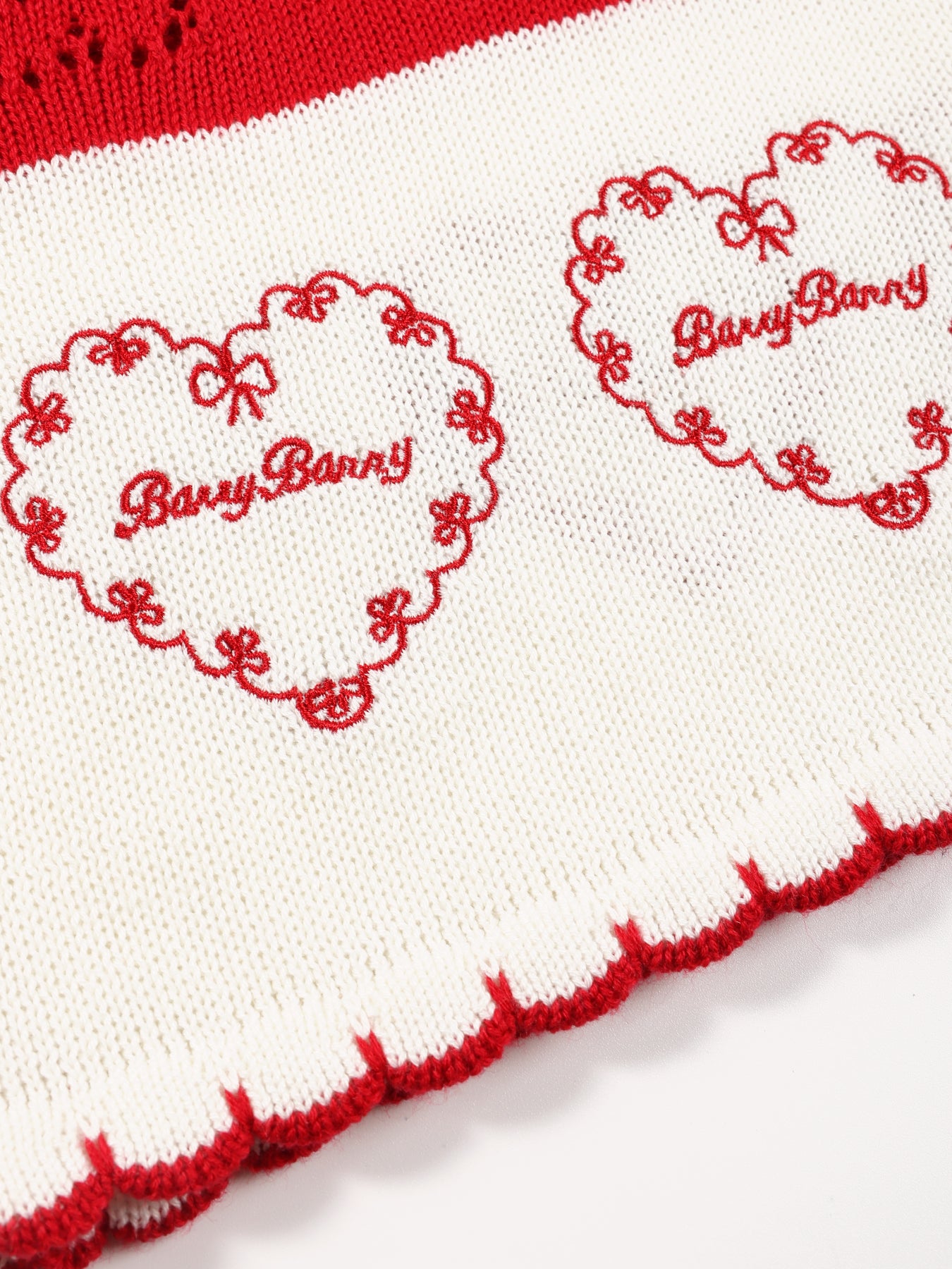 Girls Red Knit Sweater Vest Heart Pattern Cardigan