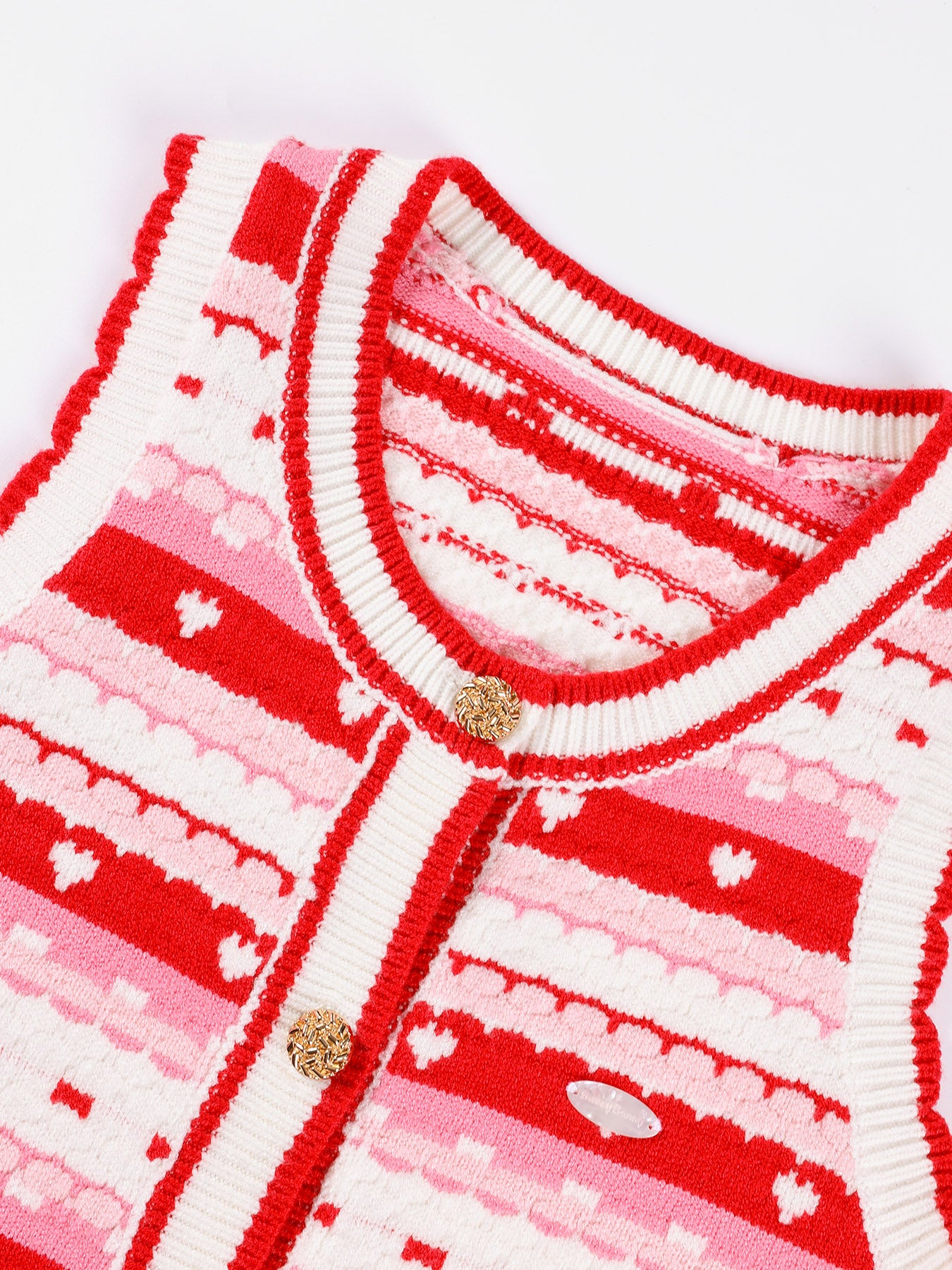 Girls' Red Striped Knit Sleeveless Sweater Dress