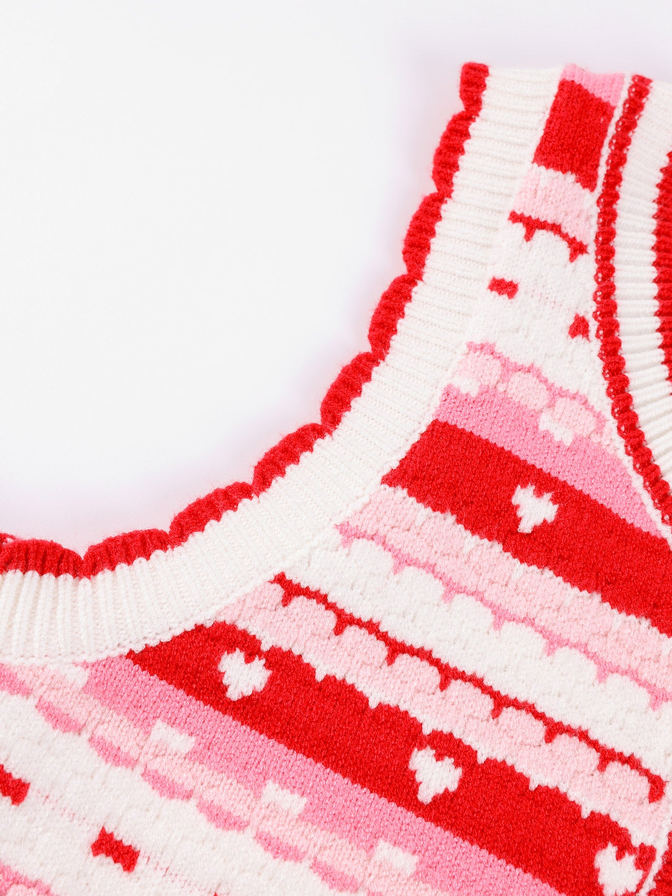 Girls' Red Striped Knit Sleeveless Sweater Dress