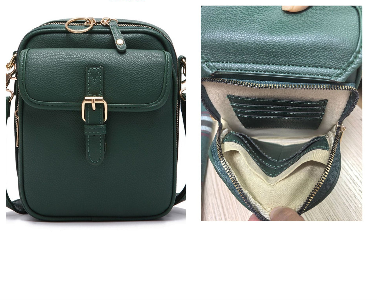 Vintage PU Crossbody Messenger Bag with Front Pocket
