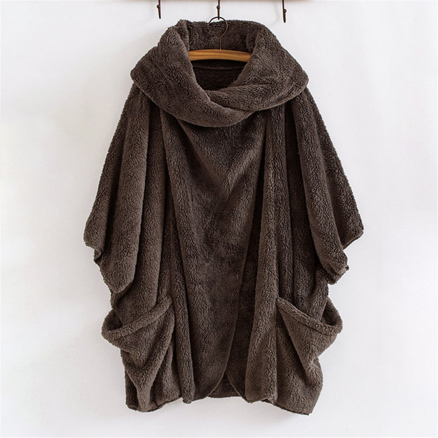 Women's Oversized Sherpa Jacket Batwing Sleeve Fuzzy Coat