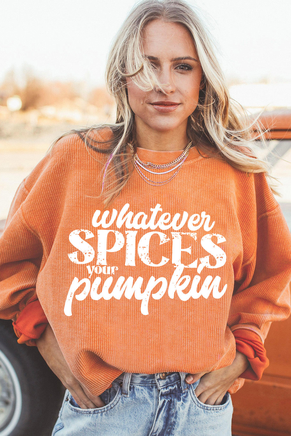 Thanksgiving Orange Spices Your Pumpkin Corded Sweatshirt