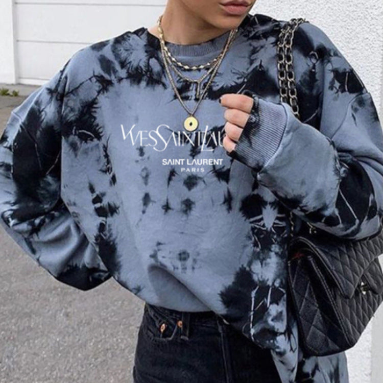 Women's Oversized Tie Dye Crewneck Sweatshirt Pullover
