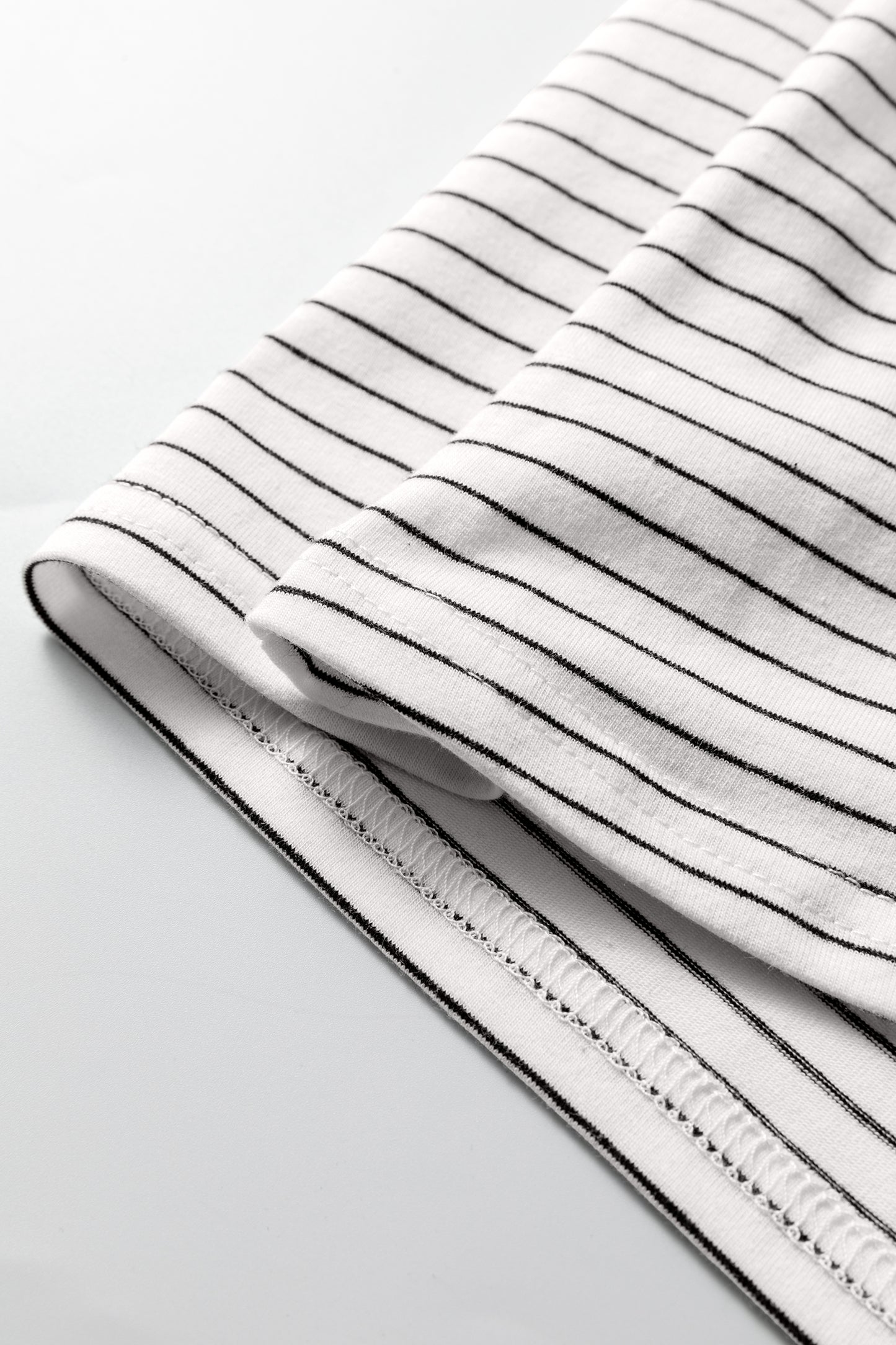 Striped Square Neck Long Sleeve Stretch Knit Top for Women
