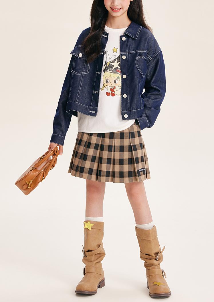 Girls' Plaid Pleated Skirt with Classic Fit
