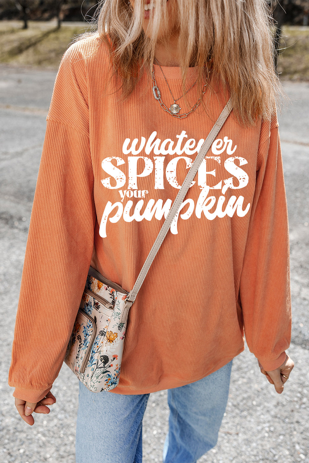 Thanksgiving Orange Spices Your Pumpkin Corded Sweatshirt