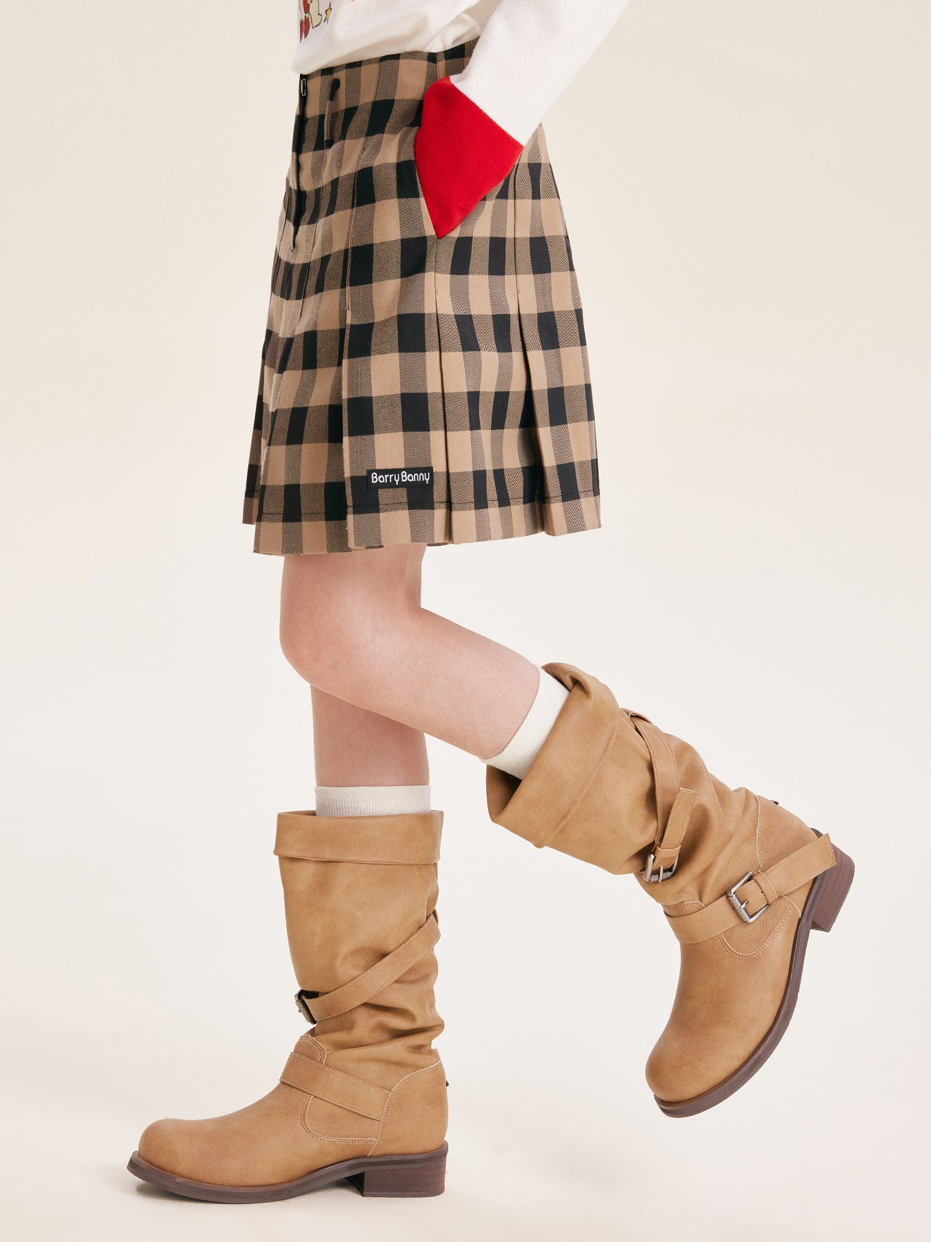 Girls' Plaid Pleated Skirt with Classic Fit