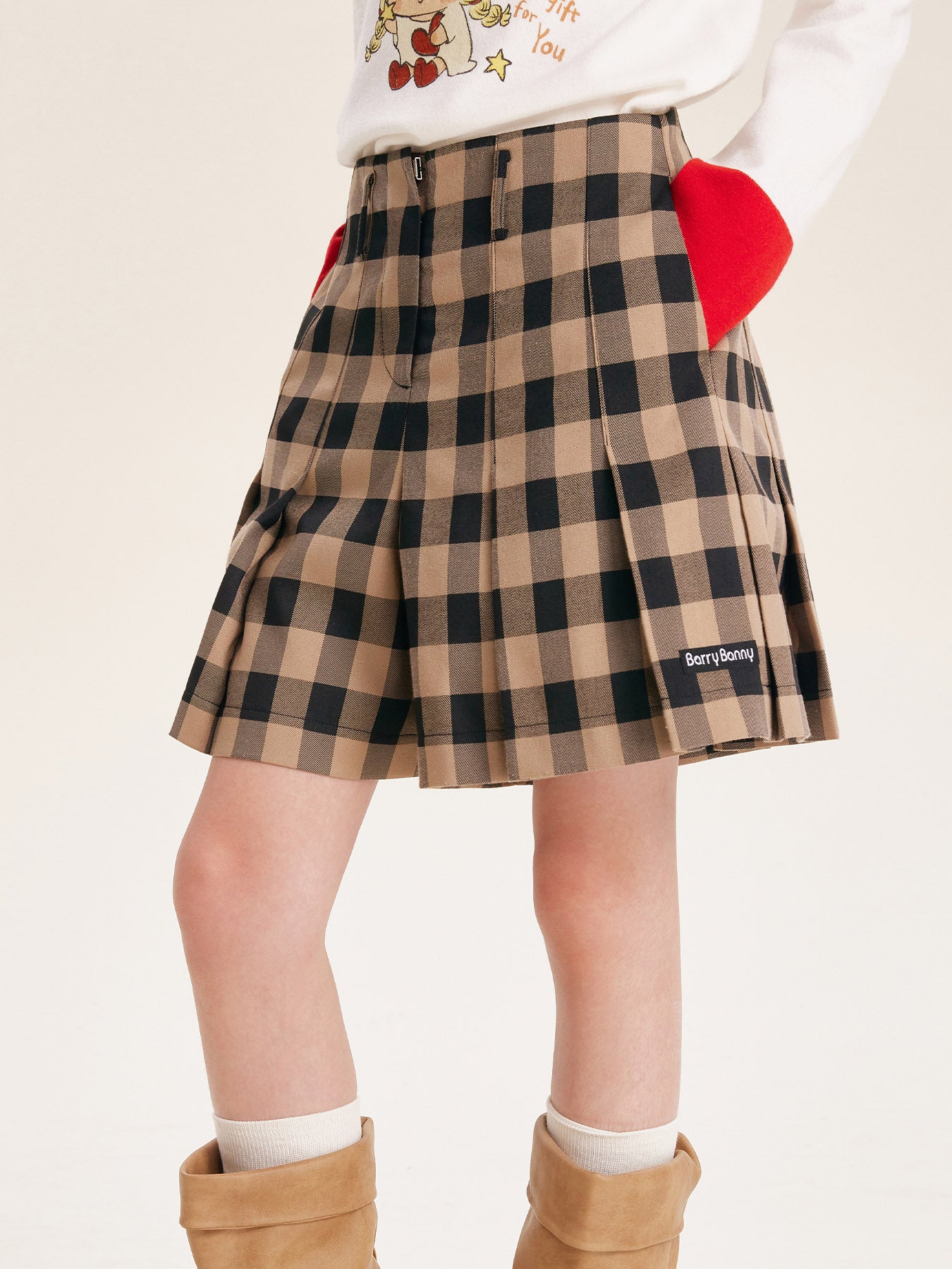 Girls' Plaid Pleated Skirt with Classic Fit
