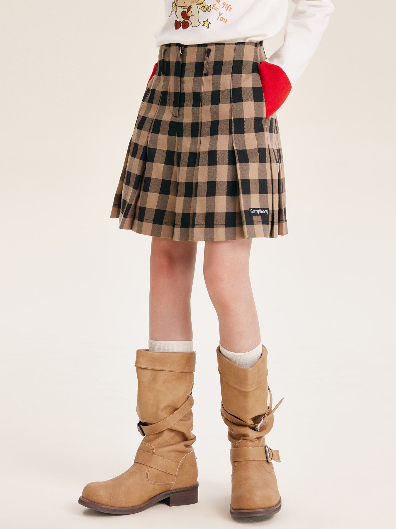 Girls' Plaid Pleated Skirt with Classic Fit