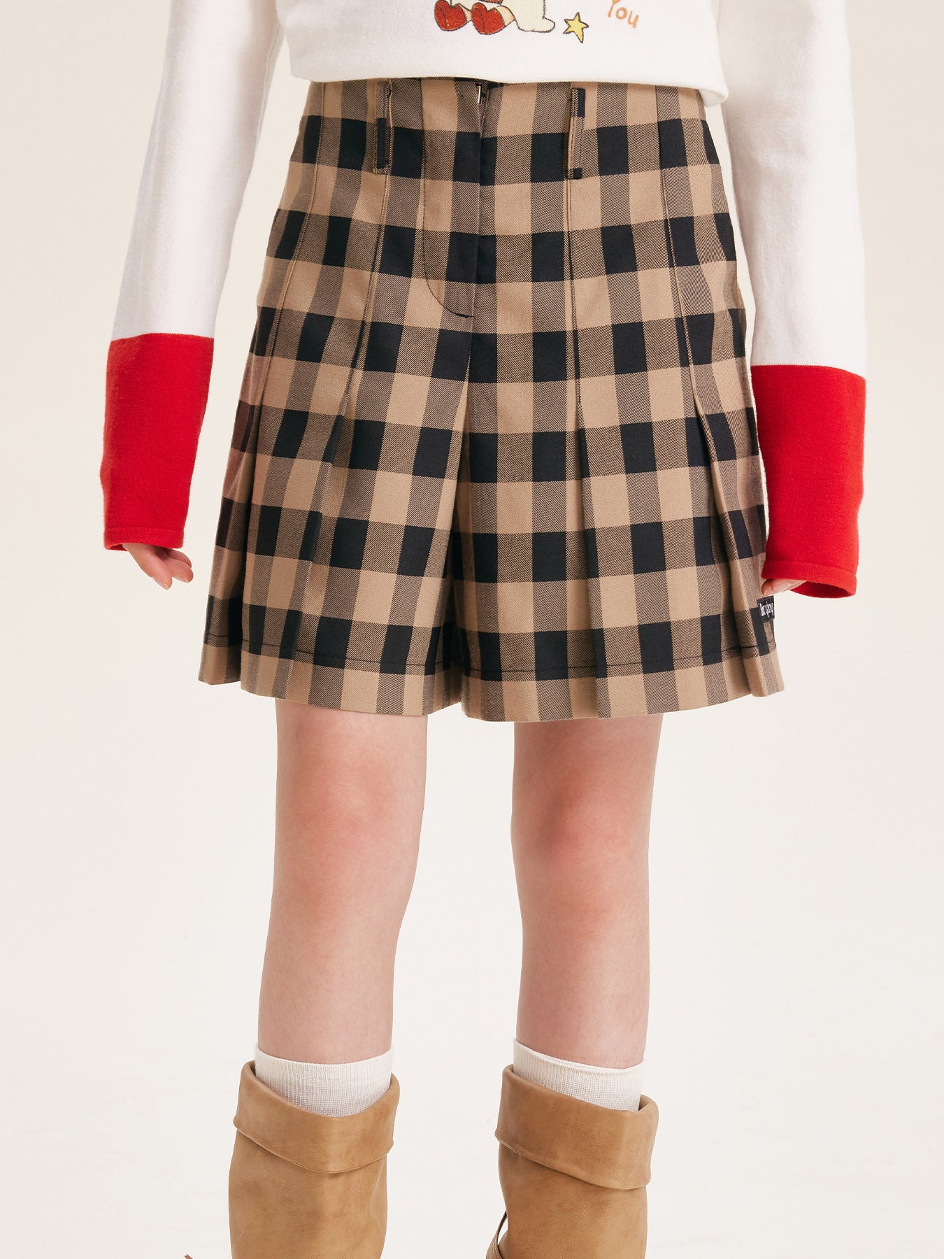 Girls' Plaid Pleated Skirt with Classic Fit