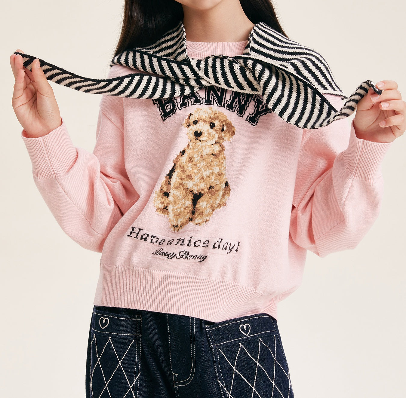 Pink Cartoon Dog Sweatshirt for Kids | Cozy & Cute
