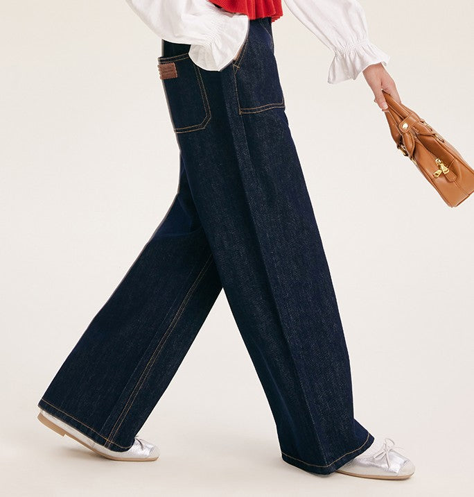 Girls High Waist Wide Leg Jeans with Pockets