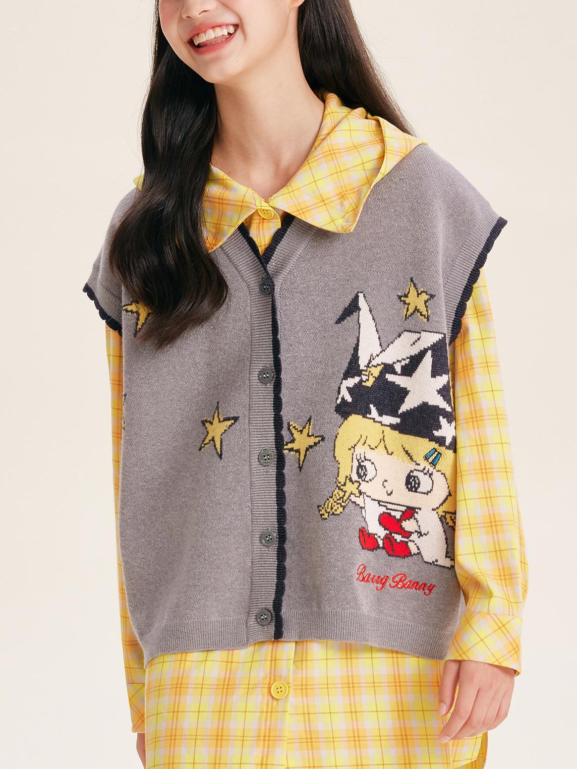 Girl's Korean Style Knit Vest Cardigan Sleeveless Top
