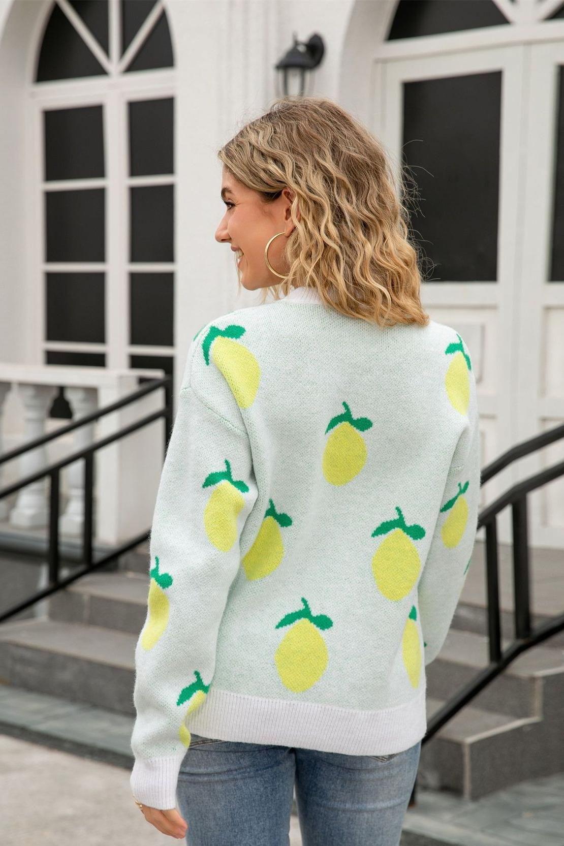 2025 Fall/Winter Lemon Knit Sweater - Relaxed Fit & Casual