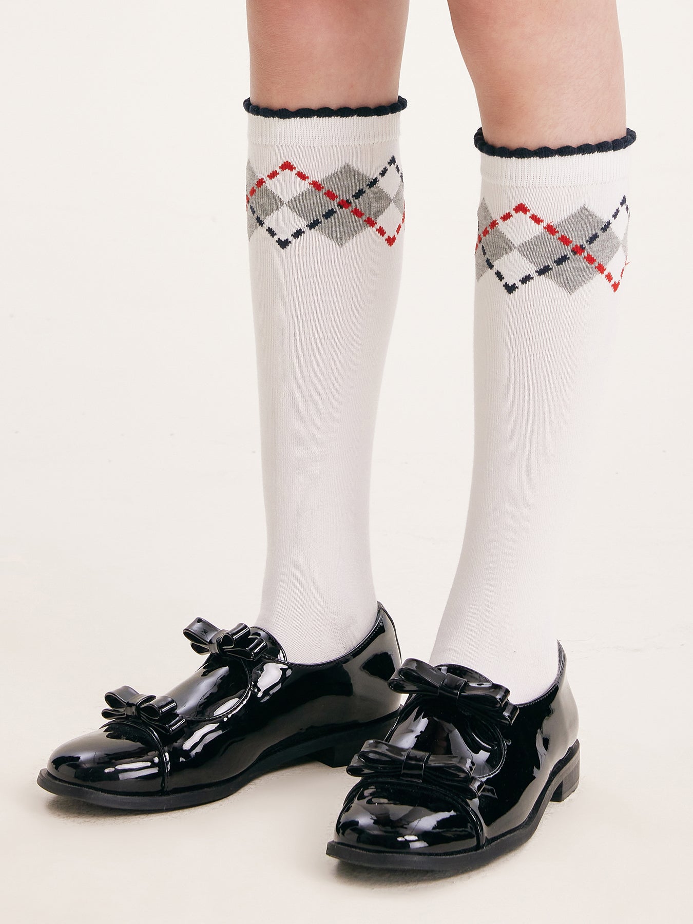 Girls Argyle Cotton Crew Socks Mid-Calf School Style