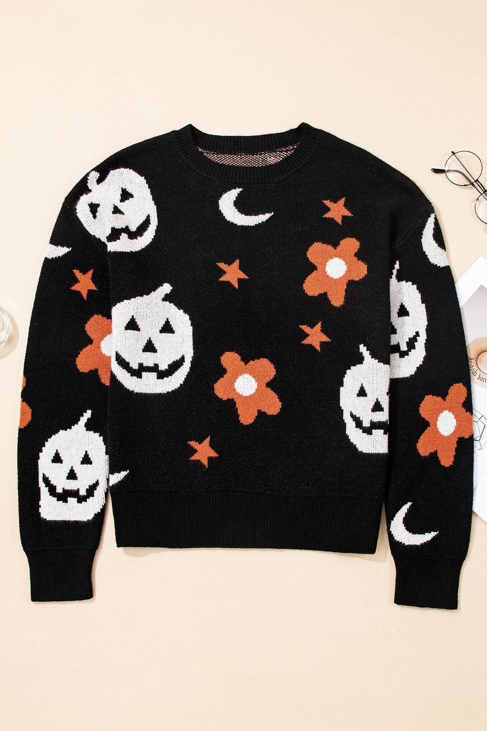 Women's Halloween Pumpkin Graphic Knit Sweater