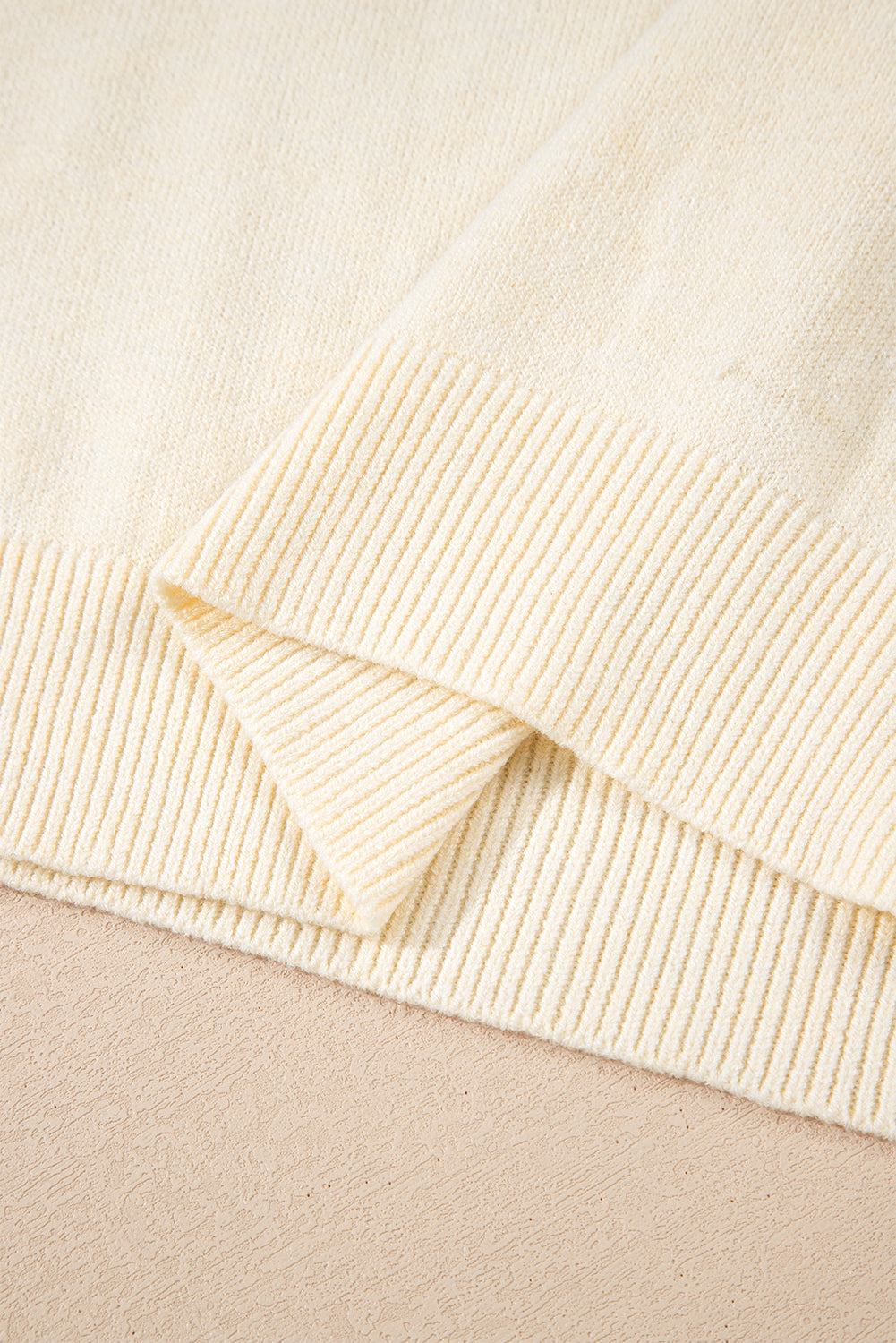 Button Cuff Bishop Sleeve Crew Neck Knit Sweater