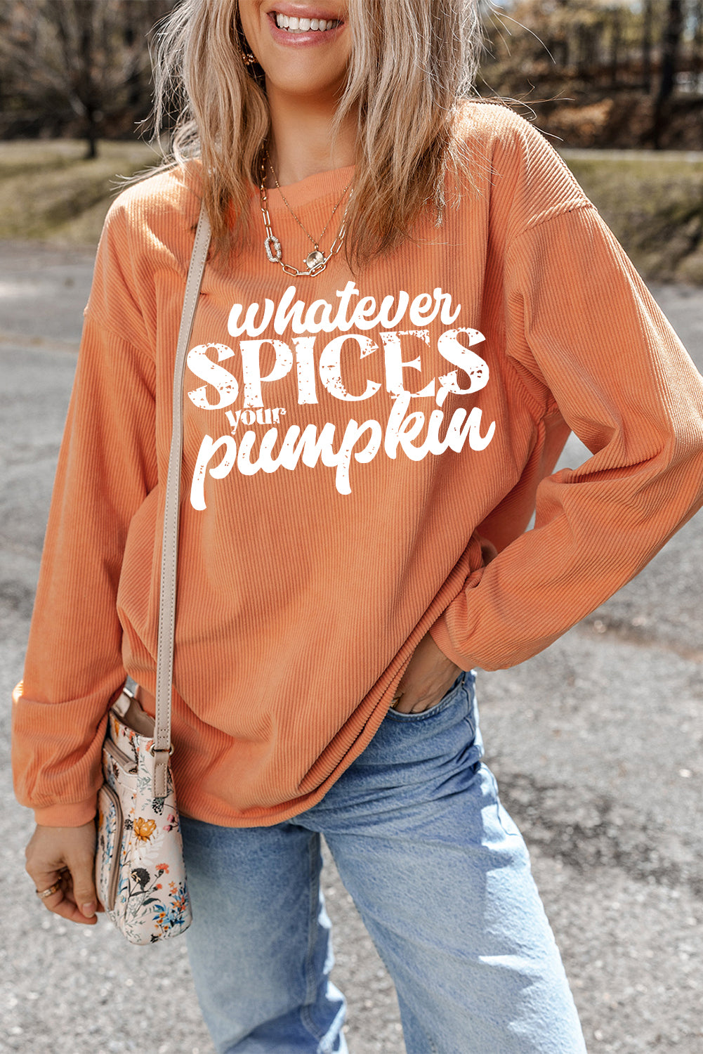 Thanksgiving Orange Spices Your Pumpkin Corded Sweatshirt