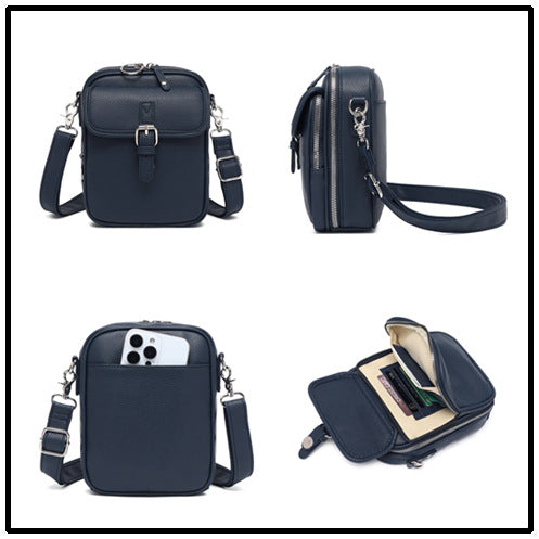 Vintage PU Crossbody Messenger Bag with Front Pocket