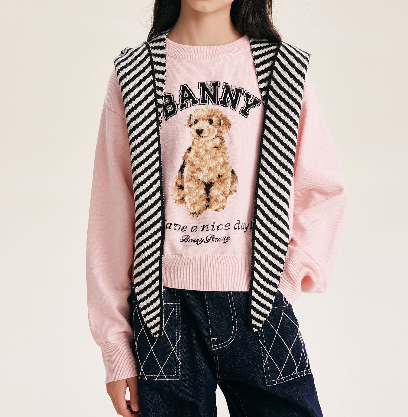 Pink Cartoon Dog Sweatshirt for Kids | Cozy & Cute