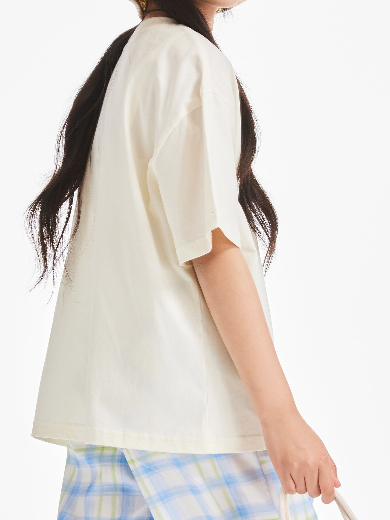 Girls Ivory Cotton Floral Graphic Short Sleeve T-Shirt