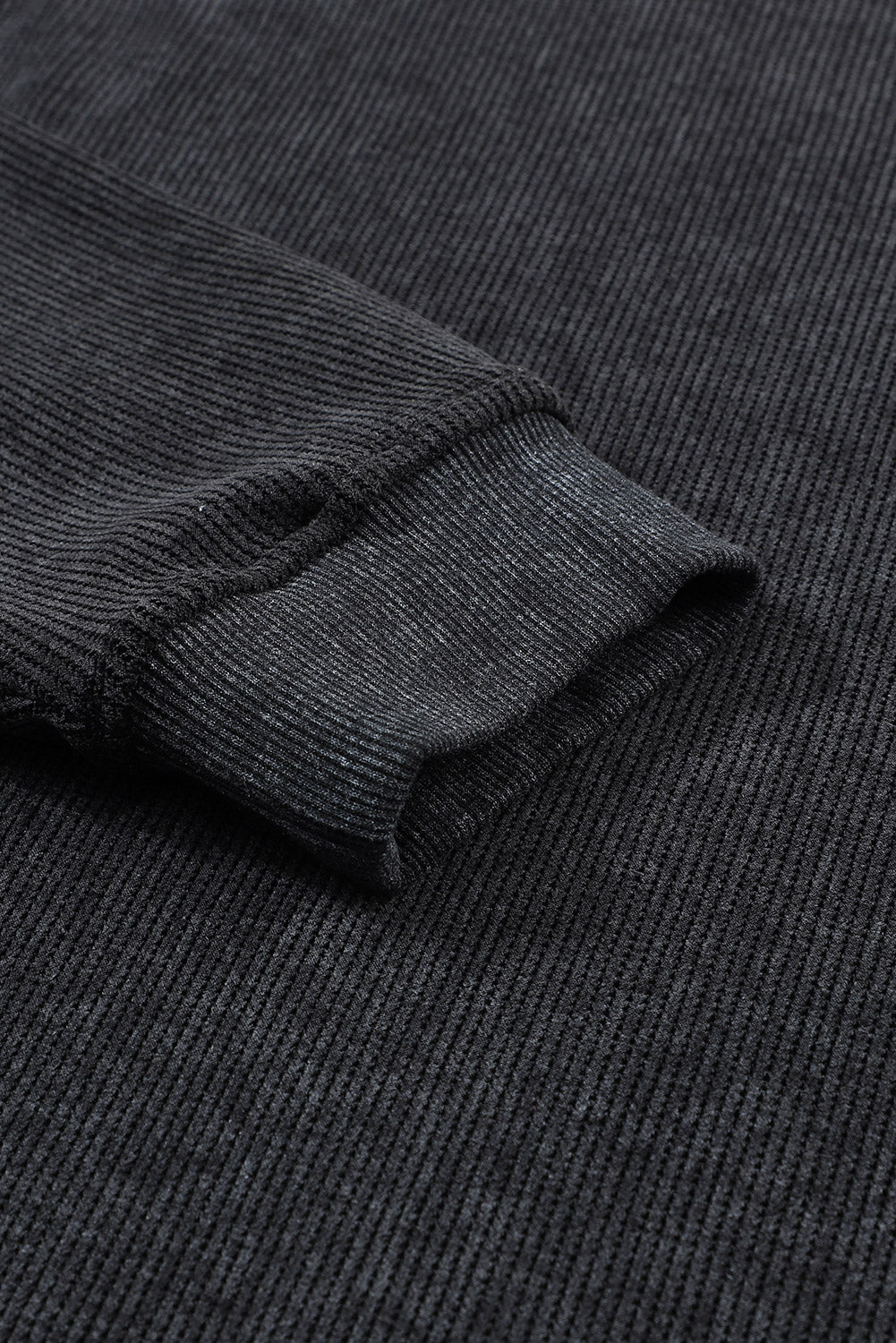 Customizable Solid Ribbed Knit Round Neck Casual PulloverSweatshirt