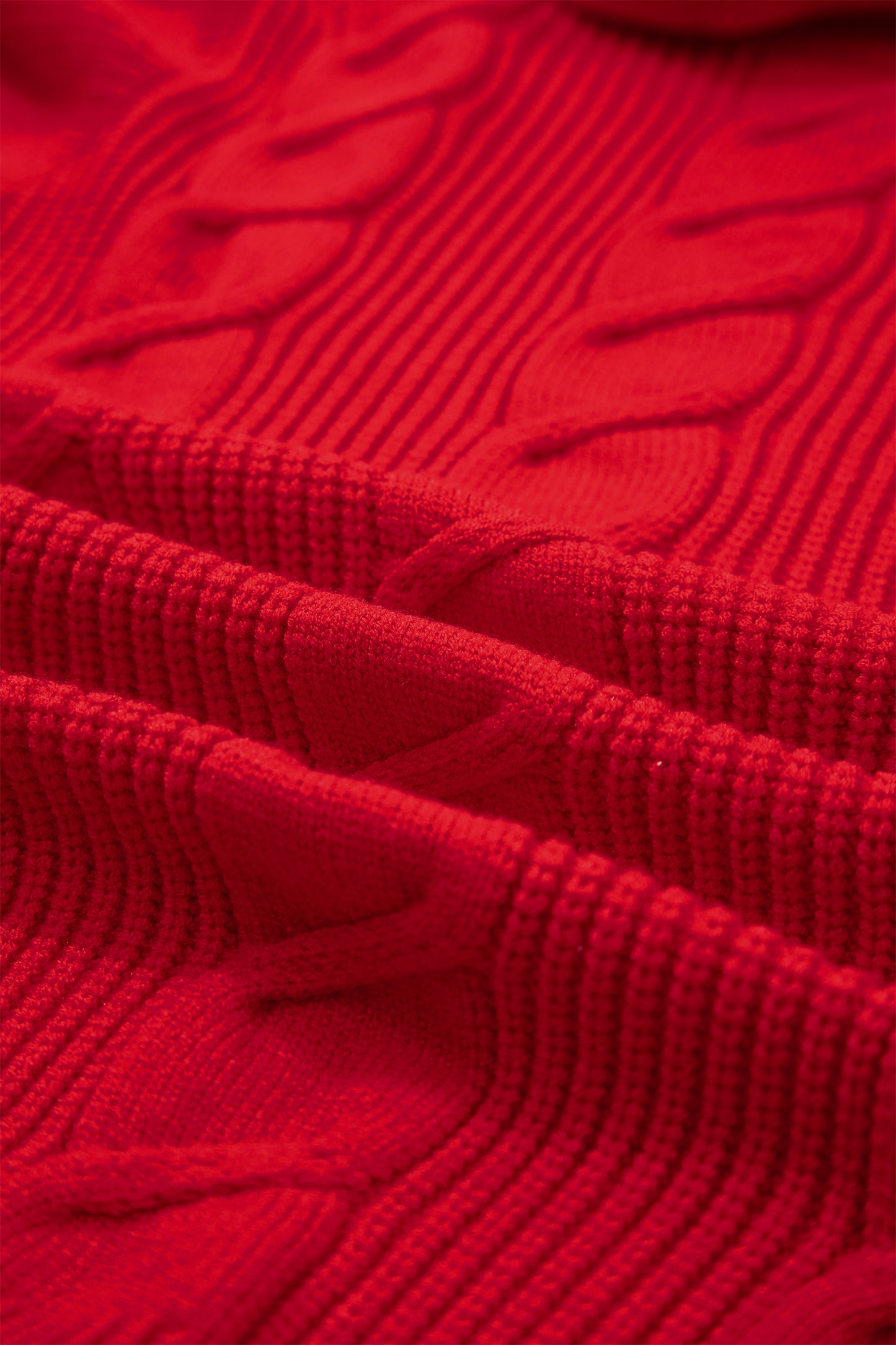 Western Cable Knit Turtleneck Ruffle Sleeve Sweater Top