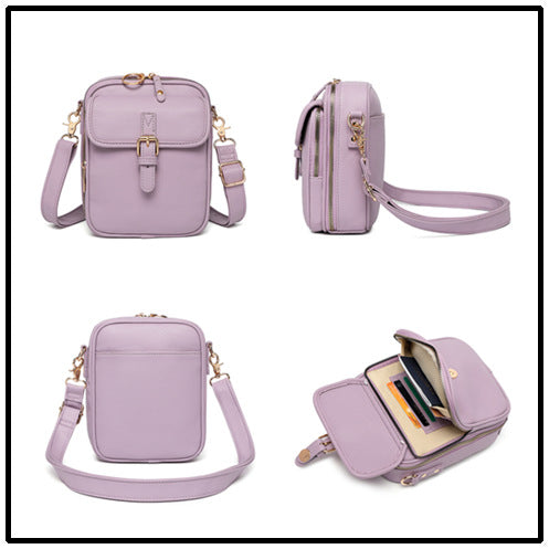 Vintage PU Crossbody Messenger Bag with Front Pocket