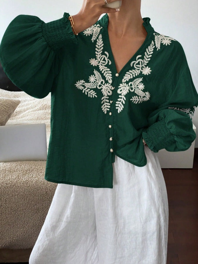 Embroidered Floral Button-Down Cardigan - Fall 2025 Women's Fashion