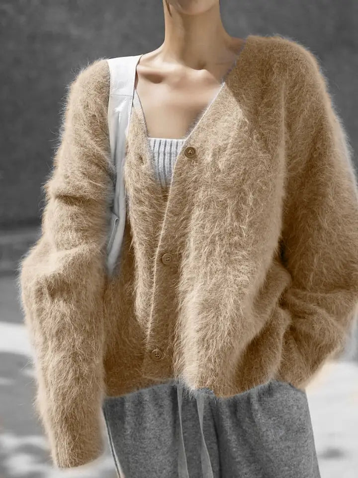 Women’s Faux Fur Cardigan Soft Oversized Knit Sweater