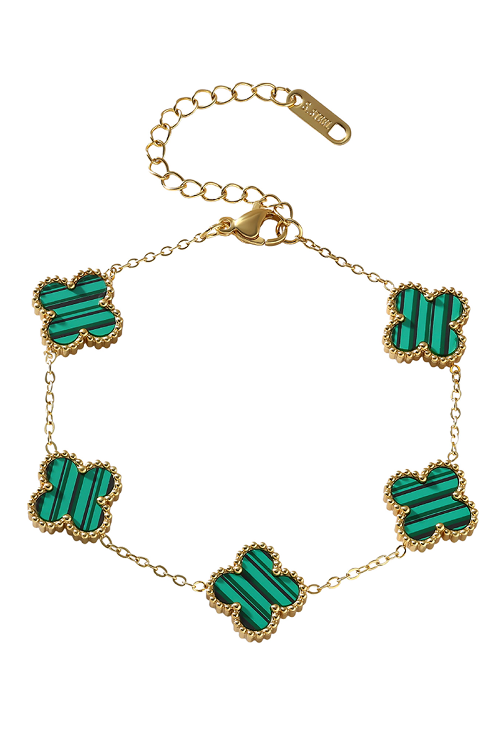 Green Four Leaf Clover Chain St Patrick’s Day Bracelet
