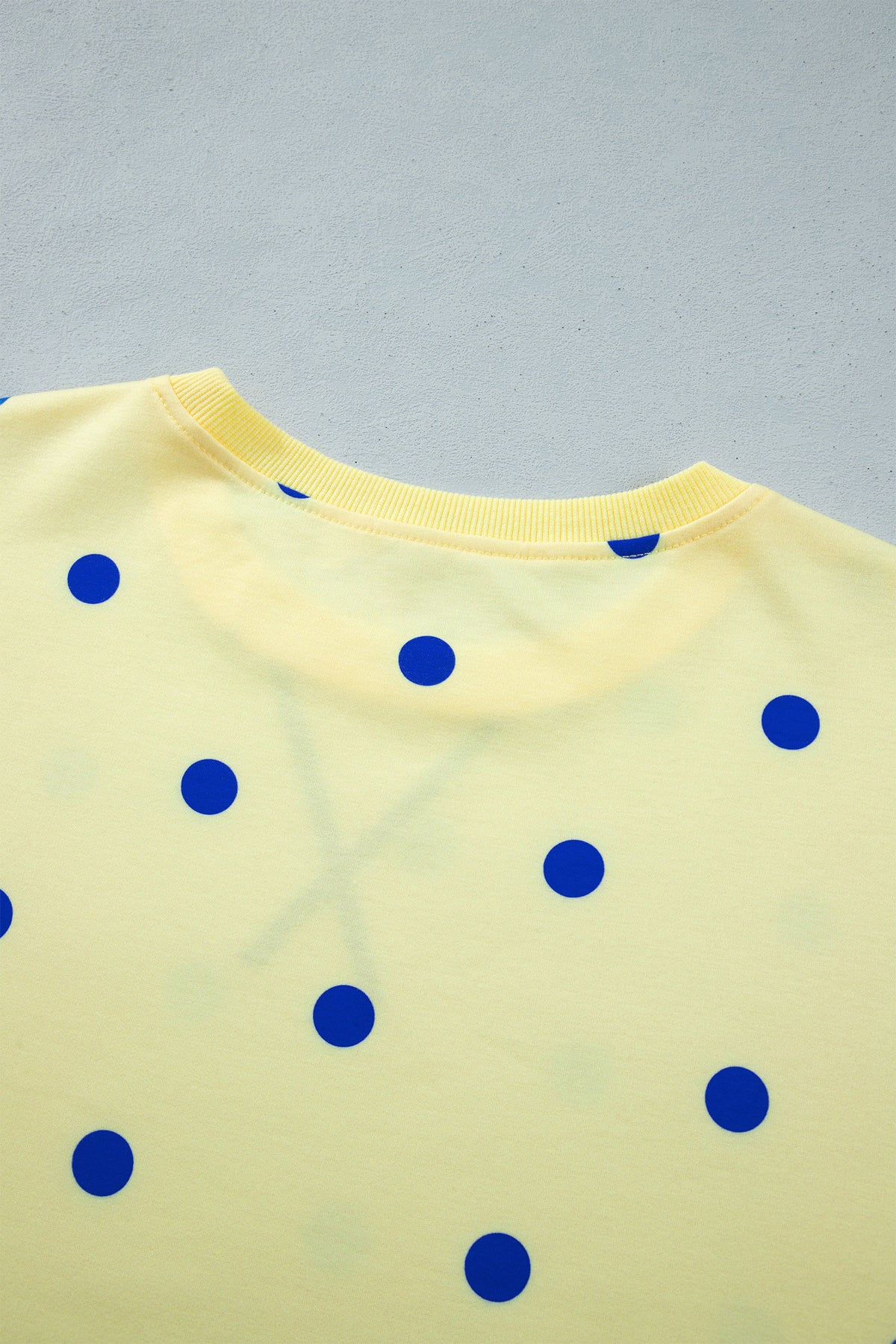 Polka Dot Oversized Long Sleeve Tee Split Hem