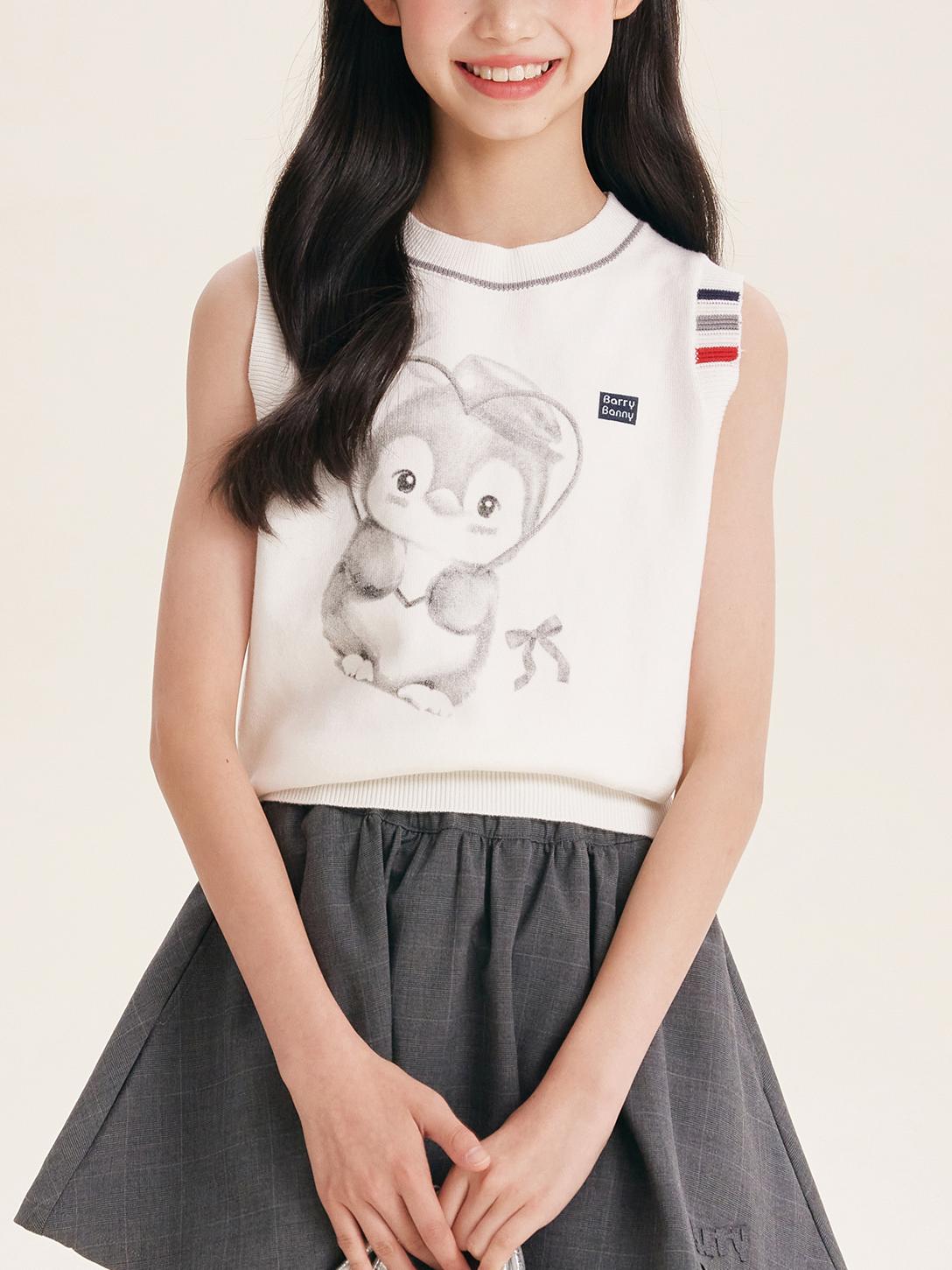 Women's Cute Cartoon Knit Vest Sleeveless Pullover Top