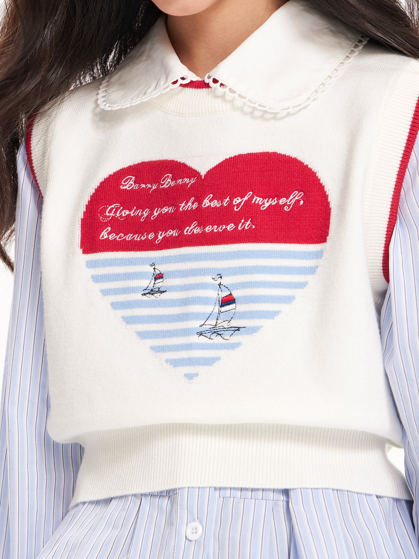 Girls Heart Knit Sweater Vest Preppy Top