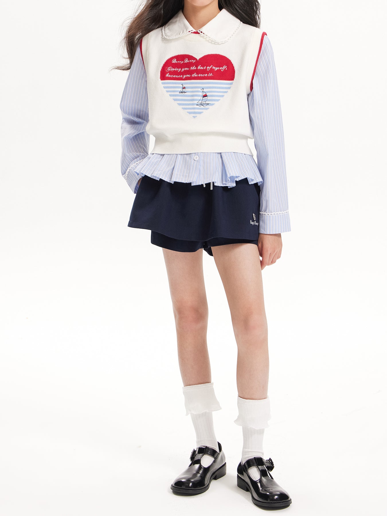 Girls Heart Knit Sweater Vest Preppy Top