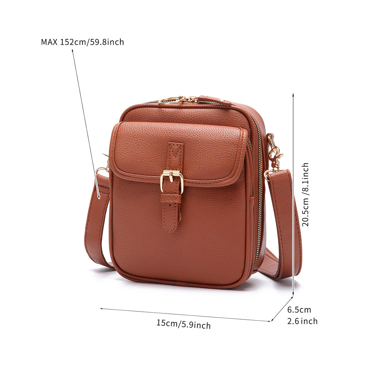 Vintage PU Crossbody Messenger Bag with Front Pocket