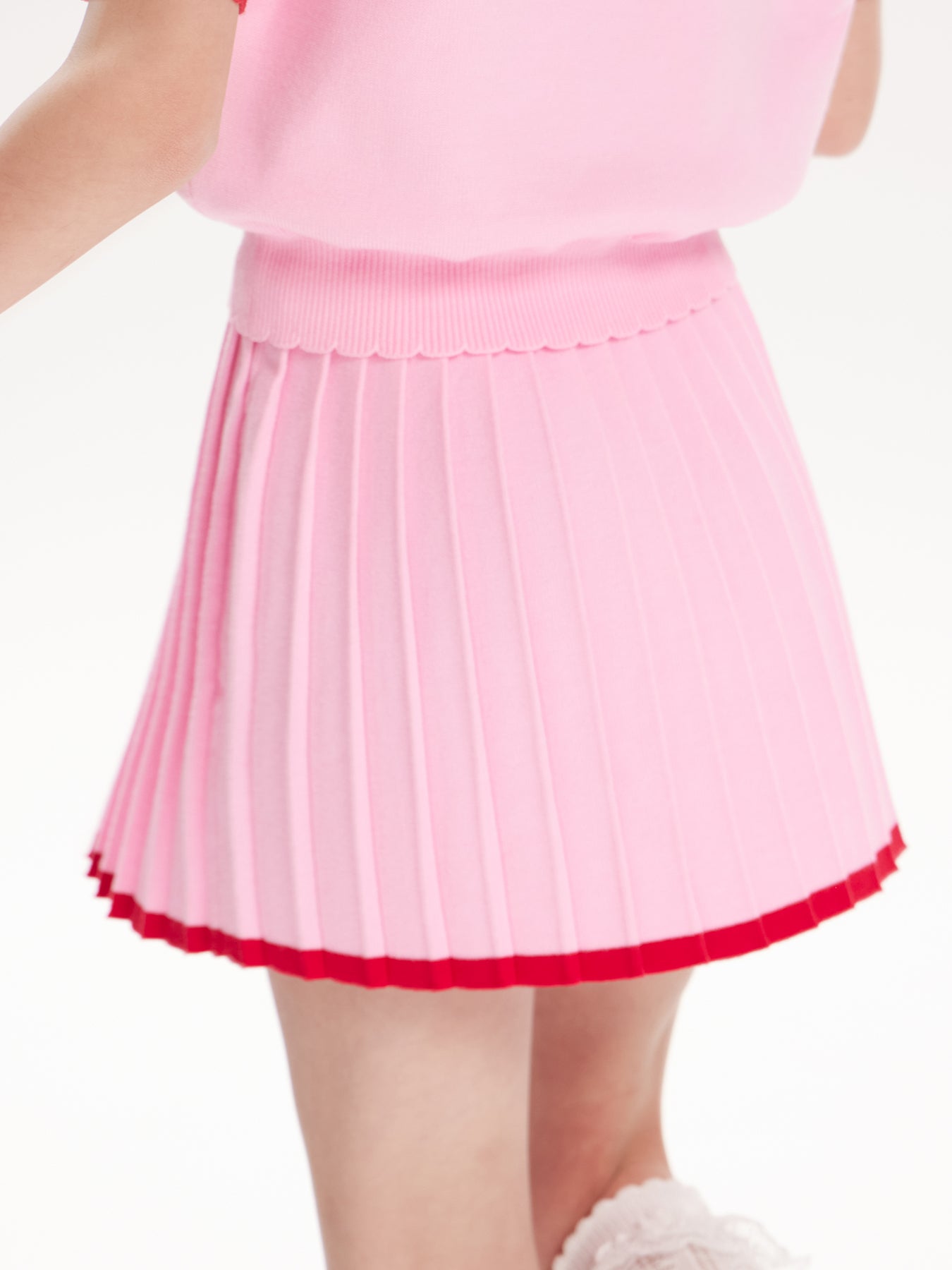 Girls Pleated Skirt Elastic Waist Casual School Outfit