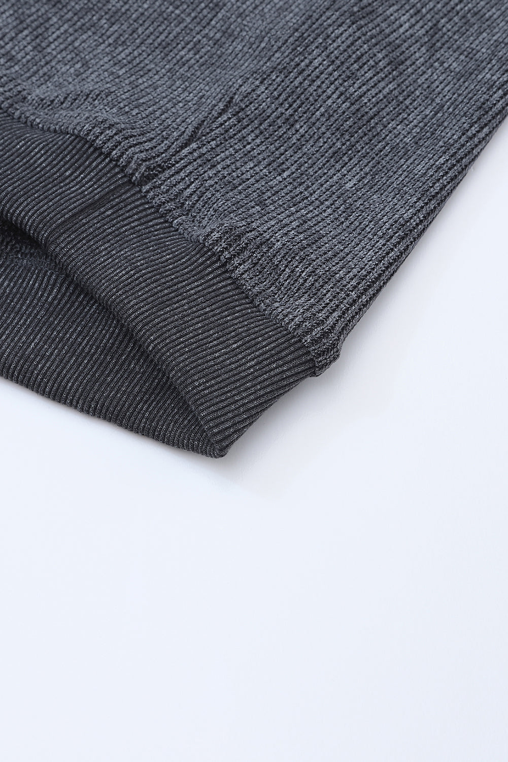 Customizable Solid Ribbed Knit Round Neck Casual PulloverSweatshirt