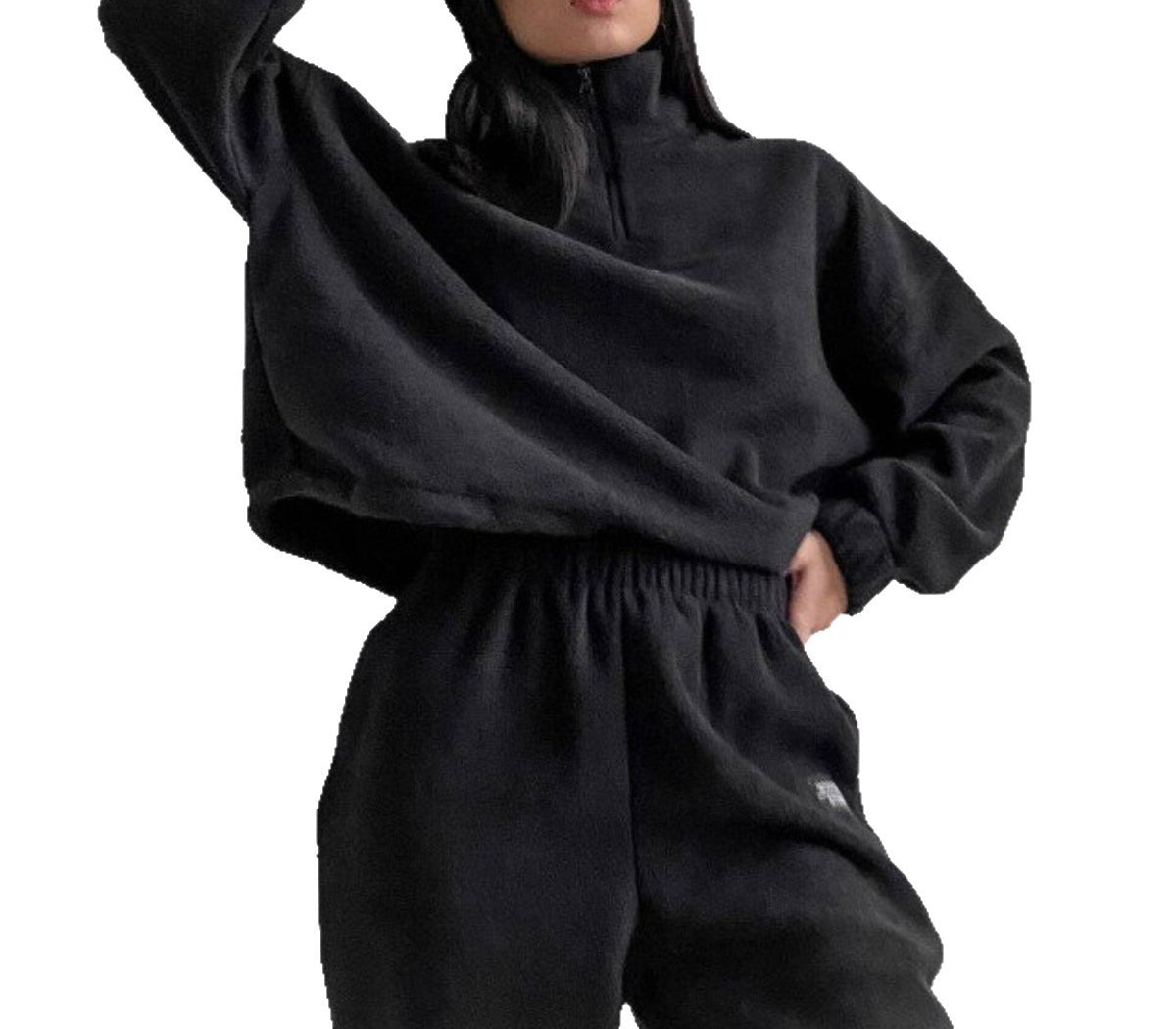 Women's Oversized Fleece Half Zip Sweatshirt Joggers Set