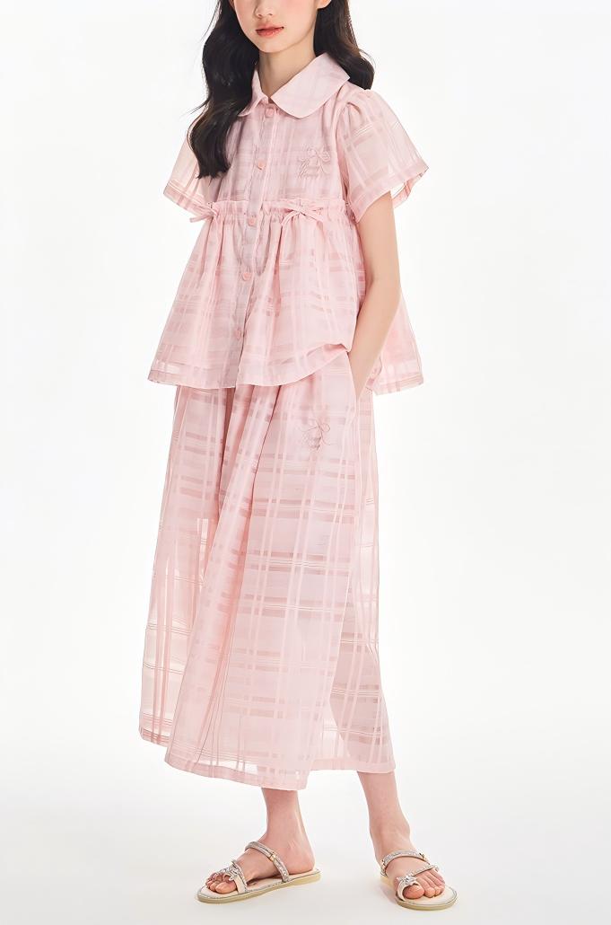 Girls Pink Bow Polo Shirt or Wide Leg Pants