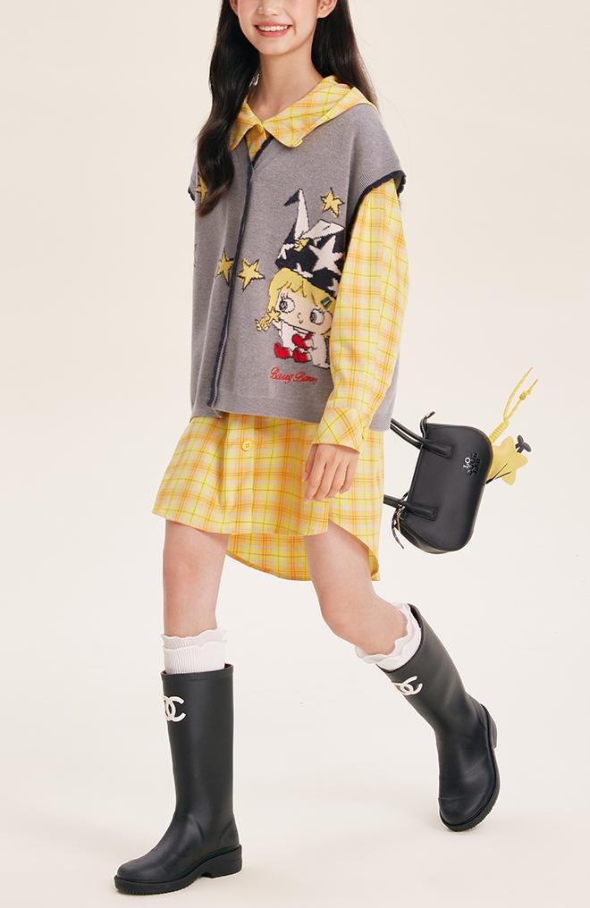 Girl's Korean Style Knit Vest Cardigan Sleeveless Top