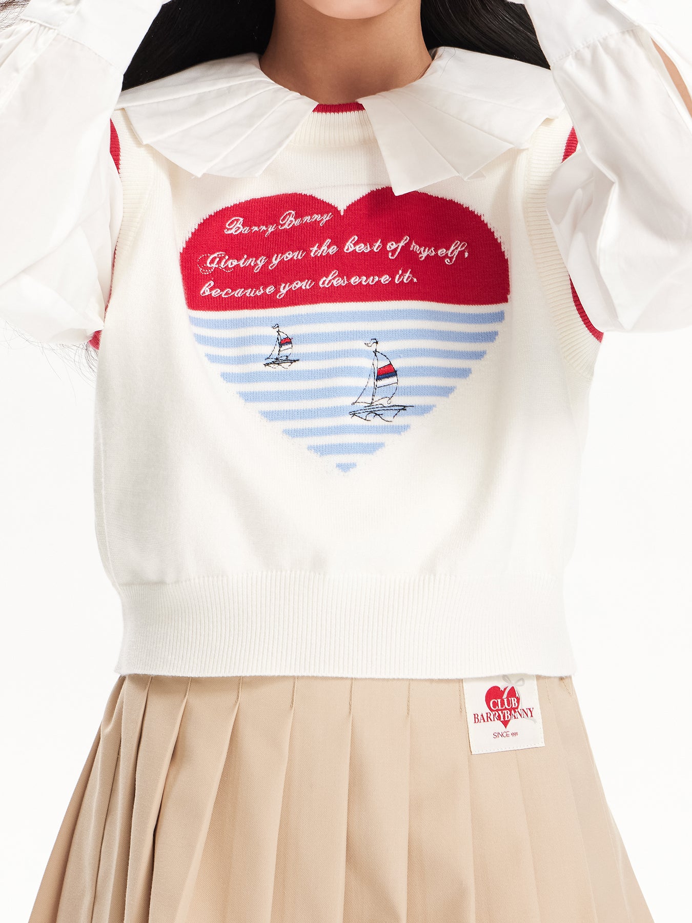 Girls Heart Knit Sweater Vest Preppy Top