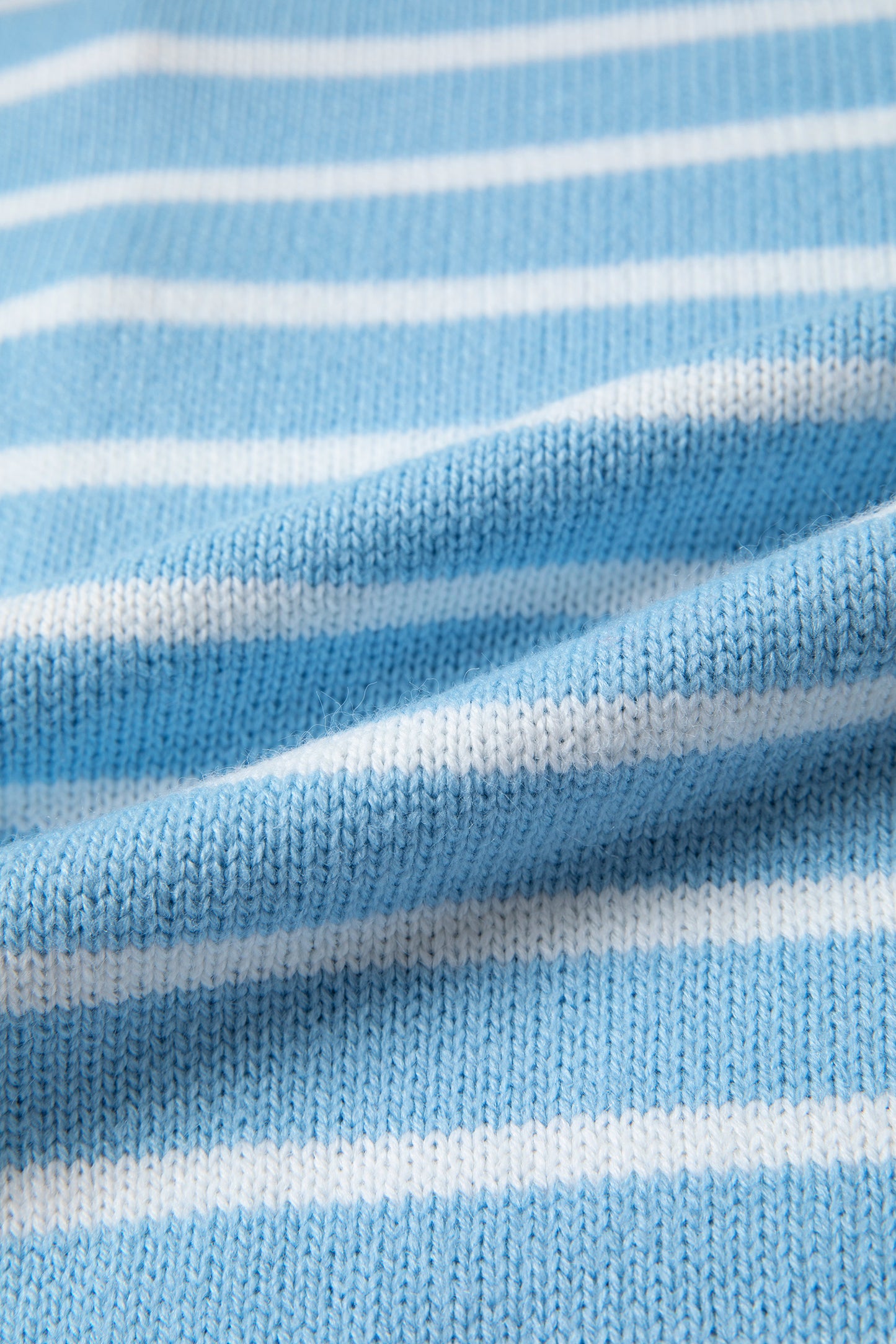 Sky Blue Pastel Stripe Button Knit Cardigan Sweater Top