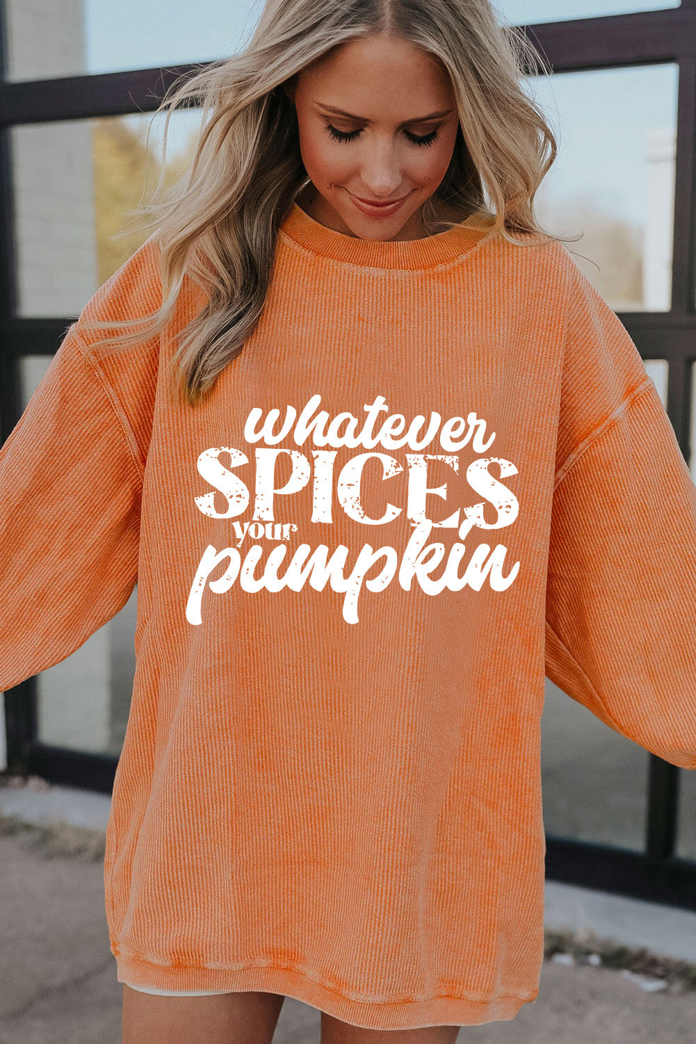 Thanksgiving Orange Spices Your Pumpkin Corded Sweatshirt